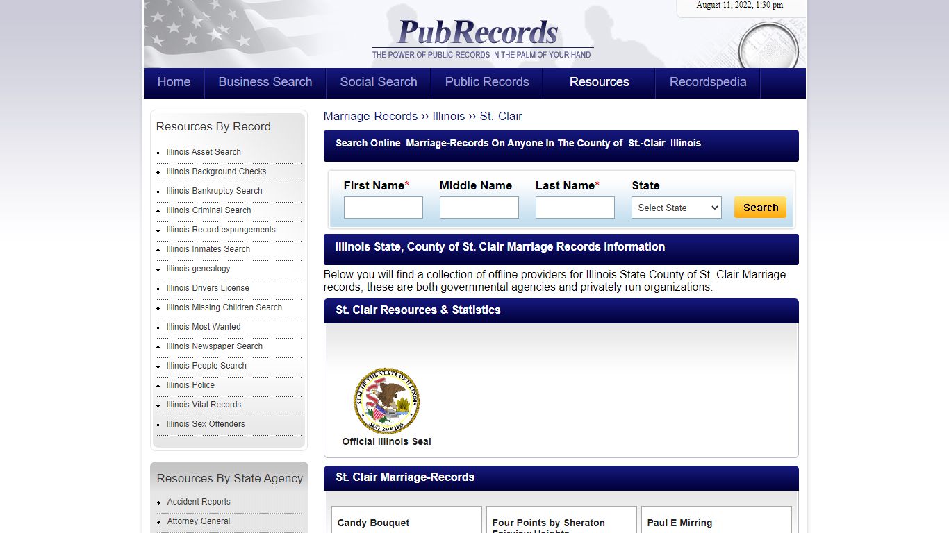 St. Clair County, Illinois Marriage Records